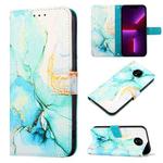 For Nokia C20 PT003 Marble Pattern Flip Leather Phone Case(Green LS003)