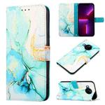 For Nokia C20 Plus PT003 Marble Pattern Flip Leather Phone Case(Green LS003)