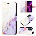 For OnePlus Nord N20 5G & OPPO A96 5G / Reno7 Z PT003 Marble Pattern Flip Leather Phone Case(White Purple LS006)