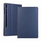 For Samsung Galaxy Tab S8 Ultra Elasticity Leather Tablet Case with Holder(Dark Blue)