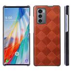 For LG Wing 5G Weave Plaid PU Phone Case(Brown)