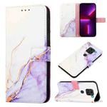 For Xiaomi Redmi Note 9 4G Foreign Version / 10X 4G PT003 Marble Pattern Flip Leather Phone Case(White Purple LS006)