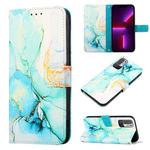 For Xiaomi Poco M3 Pro 5G / Redmi Note 10 5G / 10T 5G PT003 Marble Pattern Flip Leather Phone Case(Green LS003)