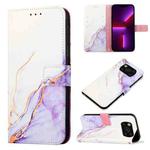 For Xiaomi Poco X3 NFC / X3 Pro / X3 PT003 Marble Pattern Flip Leather Phone Case(White Purple LS006)