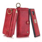 For Galaxy Note 9 POLA Multi-function Fashion Zipper Magnetic Horizontal Flip Leather Case with Card Slots & Wallet & Photo Frame & Lanyard(Red)