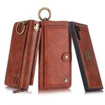 For Galaxy Note 10 POLA Multi-function Fashion Zipper Magnetic Horizontal Flip Leather Case with Card Slots & Wallet & Photo Frame & Lanyard(Brown)