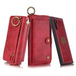For Galaxy Note 10 POLA Multi-function Fashion Zipper Magnetic Horizontal Flip Leather Case with Card Slots & Wallet & Photo Frame & Lanyard(Red)