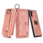 For Galaxy Note 10 POLA Multi-function Fashion Zipper Magnetic Horizontal Flip Leather Case with Card Slots & Wallet & Photo Frame & Lanyard(Pink)