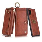 For Galaxy Note 10+ POLA Multi-function Fashion Zipper Magnetic Horizontal Flip Leather Case with Card Slots & Wallet & Photo Frame & Lanyard(Brown)