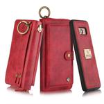 For Galaxy S8 POLA Multi-function Fashion Zipper Magnetic Horizontal Flip Leather Case with Card Slots & Wallet & Photo Frame & Lanyard(Red)