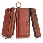 For Galaxy S9 POLA Multi-function Fashion Zipper Magnetic Horizontal Flip Leather Case with Card Slots & Wallet & Photo Frame & Lanyard(Brown)