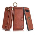 For Galaxy S10+ POLA Multi-function Fashion Zipper Magnetic Horizontal Flip Leather Case with Card Slots & Wallet & Photo Frame & Lanyard(Brown)