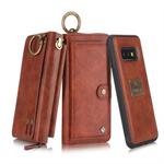For Galaxy S10e POLA Multi-function Fashion Zipper Magnetic Horizontal Flip Leather Case with Card Slots & Wallet & Photo Frame & Lanyard(Brown)