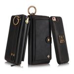 For iPhone 6 / 6s POLA Multi-function Fashion Zipper Magnetic Horizontal Flip Leather Case with Card Slots & Wallet & Photo Frame & Lanyard(Black)