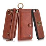 For iPhone 7 / 8 POLA Multi-function Fashion Zipper Magnetic Horizontal Flip Leather Case with Card Slots & Wallet & Photo Frame & Lanyard(Brown)