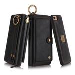 For iPhone 7 Plus / 8 Plus POLA Multi-function Fashion Zipper Magnetic Horizontal Flip Leather Case with Card Slots & Wallet & Photo Frame & Lanyard(Black)