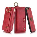 For iPhone 7 Plus / 8 Plus POLA Multi-function Fashion Zipper Magnetic Horizontal Flip Leather Case with Card Slots & Wallet & Photo Frame & Lanyard(Red)
