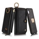 For iPhone XR POLA Multi-function Fashion Zipper Magnetic Horizontal Flip Leather Case with Card Slots & Wallet & Photo Frame & Lanyard(Black)