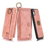 For iPhone XR POLA Multi-function Fashion Zipper Magnetic Horizontal Flip Leather Case with Card Slots & Wallet & Photo Frame & Lanyard(Pink)