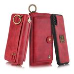 For iPhone XS Max POLA Multi-function Fashion Zipper Magnetic Horizontal Flip Leather Case with Card Slots & Wallet & Photo Frame & Lanyard(Red)