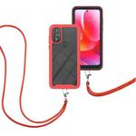 For Motorola Moto G Power 2022 Starry Sky Solid Color Series Shockproof PC + TPU Protective Phone Case with Neck Strap(Red)
