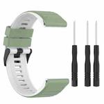 For Garmin Fenix 7 22mm Two-color Silicone Watch Band(Pine Needle Green White)