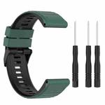 For Garmin Fenix 7 26mm Two-color Silicone Watch Band(Olive Green Black)