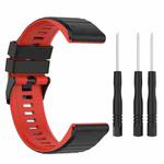 For Garmin Fenix 7 26mm Two-color Silicone Watch Band(Black Red)