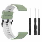 For Garmin Fenix 7 26mm Two-color Silicone Watch Band(Pine Needle Green White)