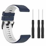 For Garmin Fenix 7 26mm Two-color Silicone Watch Band(Midnight Blue White)