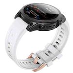 For Garmin Fenix 7S Silicone Rose Gold Buckle Watch Band(White)