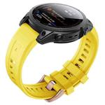 For Garmin Fenix 7S Silicone Rose Gold Buckle Watch Band(Yellow)