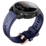 For Garmin Fenix 7S Silicone Rose Gold Buckle Watch Band(Dark Blue)