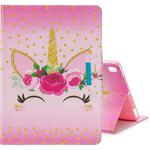 For iPad Air / Air 2 / iPad 9.7 (2017) / iPad 9.7 (2018) Colored Drawing Pattern Horizontal Flip Leather Case with Holder & Card Slot & Wallet(Unicorn With Flowers)