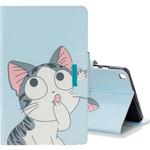 For Galaxy Tab A 8.0 (2019) T290 Colored Drawing Pattern Horizontal Flip Leather Case with Holder & Card Slot & Wallet(Cat)