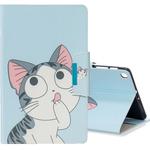 For Galaxy Tab A 10.1 (2019) T510 Colored Drawing Pattern Horizontal Flip Leather Case with Holder & Card Slot & Wallet(Cat)