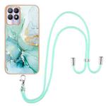 For Realme 8i Electroplating Marble IMD TPU Phone Case with Lanyard(Green 003)