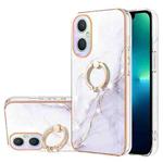 For OnePlus Nord N20 5G Electroplating Marble Pattern IMD TPU Phone Case with Ring Holder(White 006)