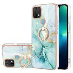 For OPPO A15 / A15s Electroplating Marble Pattern IMD TPU Phone Case with Ring Holder(Green 003)