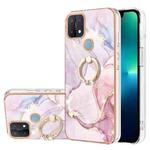 For OPPO A15 / A15s Electroplating Marble Pattern IMD TPU Phone Case with Ring Holder(Rose Gold 005)