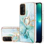 For OPPO A74 5G / A93 5G / A54 5G / A93s 5G Electroplating Marble Pattern IMD TPU Phone Case with Ring Holder(Green 003)
