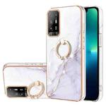 For OPPO A94 5G / A95 5G Electroplating Marble Pattern IMD TPU Phone Case with Ring Holder(White 006)