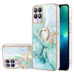 For Realme 8i Electroplating Marble Pattern IMD TPU Phone Case with Ring Holder(Green 003)