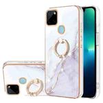 For Realme C21Y Electroplating Marble Pattern IMD TPU Phone Case with Ring Holder(White 006)