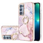 For OPPO Reno6 Pro+ 5G Electroplating Marble Pattern IMD TPU Phone Case with Ring Holder(Rose Gold 005)