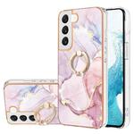 For Samsung Galaxy S22+ Electroplating Marble IMD TPU Phone Case with Ring Holder(Rose Gold 005)