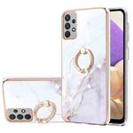 Samsung Galaxy A53 5G Electroplating Marble IMD TPU Phone Case with Ring Holder(White 006)