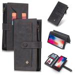 For iPhone XS POLA Multi-function Fashion Magnetic Horizontal Flip Leather Case with Card Slots & Wallet & Photo Frame & Holder(Black)