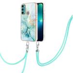 For Motorola Moto G60/G40 Fusion Electroplating Marble IMD TPU Phone Case with Lanyard(Green 003)