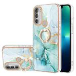 For Motorola Moto G51 5G Electroplating Marble Pattern IMD TPU Shockproof Phone Case with Ring Holder(Green 003)